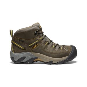 Men's Targhee II Mid Waterproof Hiking Boots Black Olive/Yellow
